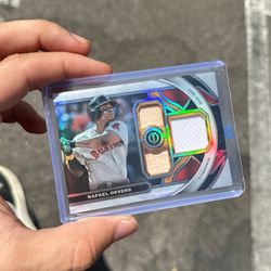 Rafael devers game used bat and jersey numbered 002/199