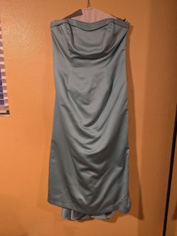 David's Bridal Teal strapless dress