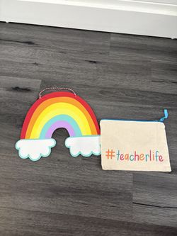 Teacher Canvas Bag And Rainbow Sign