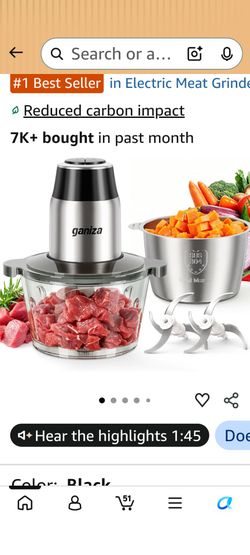 Ganiza Electric Meat Grinder with Glass Bowl