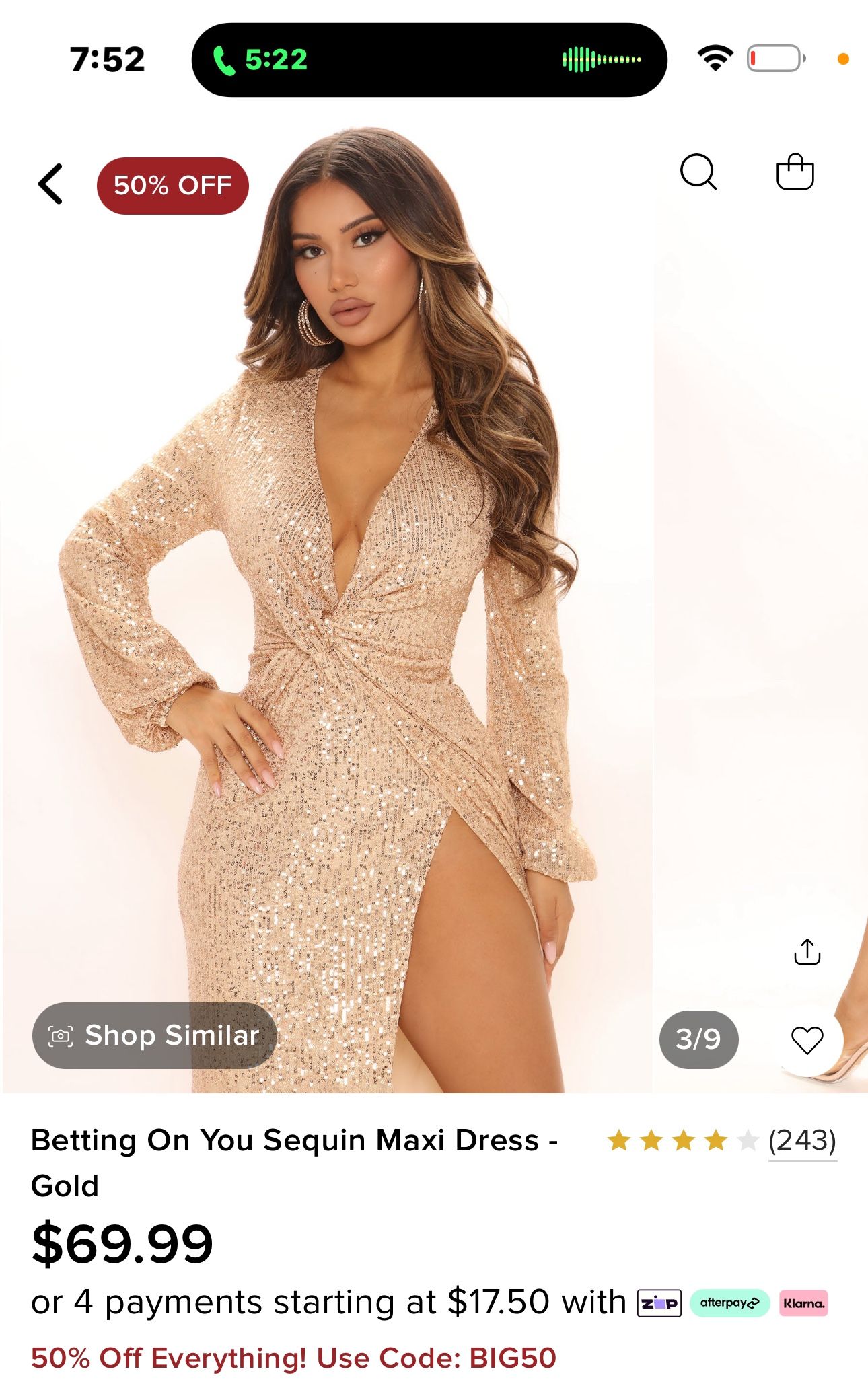 Maxi Dress Gold Fashion Nova