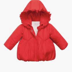 New Ding Dong Baby Kid Girl Winter Hooded Puffer Coat(Red,5T) 