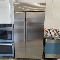 GE CAFE APPLIANCE SET INCLUDES 42” REFRIGERATOR COOKTOP DOUBLE OVEN AND DISHWASHER 