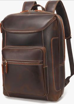 Full grain leather backpack for men