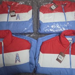 Houston Oilers Mitchell & Ness Vintage Logo Puffer Jackets $150 
