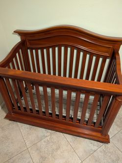 Wooden Baby Crib Cherry Finish