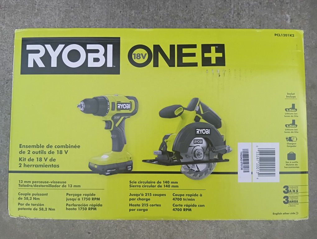 Ryobi 18V ONE+ 2-Tool Combo Kit (Drill + Circular Saw) – Brand New Sealed