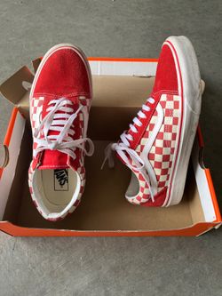 Vans white and red shoes size men 9.5 and women11.0