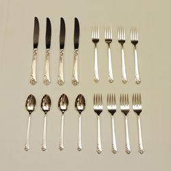Antique Vintage Sterling Silver 925 Table Place Setting for 4 Oneida Damask Rose Silverware Flatware Gold Silver Platinum Bullion 16 Pieces 002 refrig