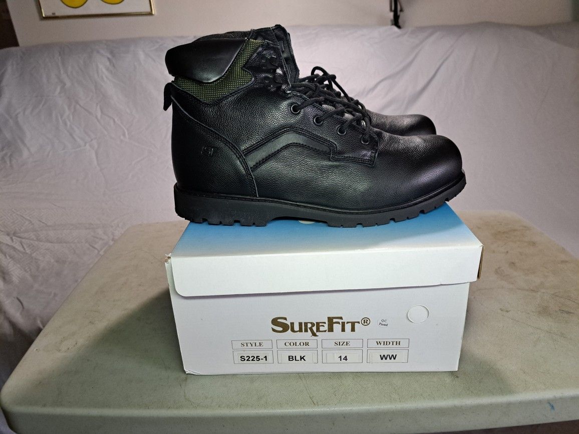 Surefit Black Leather Work Boot 