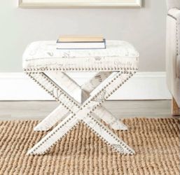 Set of 2 - French Script X-Base Upholstered Ottoman Bench