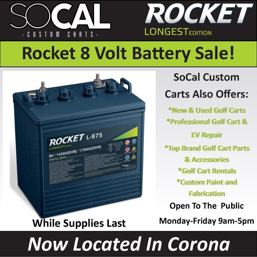Golf Cart Battery 8 Volt ROCKET Longest Edition - NEW!