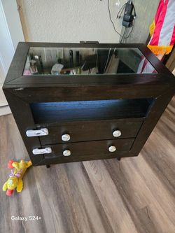 Dark Wood Dresser with Mirror Top