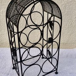 Dark Bronze Metal Countertop Wine Rack With Handle (7) Bottles 17"H