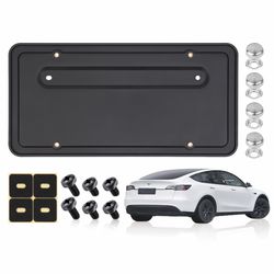 Rear License Plate Frames For Tesla Model Y And Model 3, Rear Plate Holder With Metal Stainless Stee