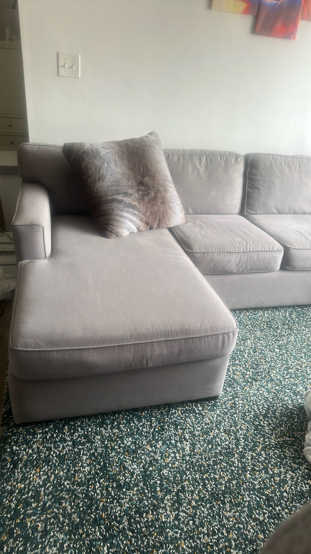MODERN GRAY SECTIONAL SOFA W/ CHAISE – EXCELLENT CONDITION – $450 OBO Selling my beautiful gray sectional with chaise lounge—super comfy, modern, and