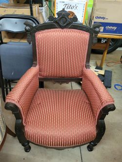 Antique Victorian Carved Wood Armchair