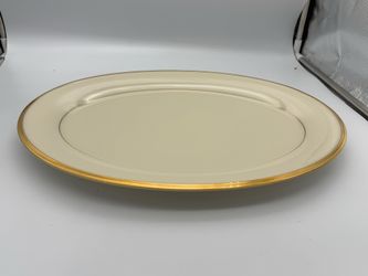 Lenox Eternal Dimension 16" Oval Serving Platter Gold Trim Cream Ivory Dinner