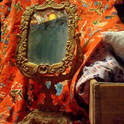 Victorian Antique  Cast Iron  Mirror 