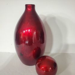 Royal Red Decorative Vase and Ball