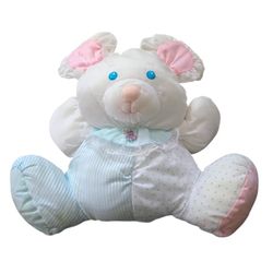 Vintage Fisher Price Puffalump #1357 Baby Mouse Pastel Blue Bib Rattle 1988