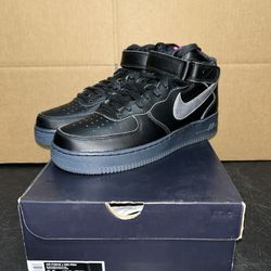 Nike Air Force 1 Mid PRM BLACK METALLIC SILVER