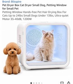 Pet Dryer Box Cat Dryer Small Dog, Petting Window for Small Pet Petting Window Hands-free Pet Hair Drying Box For Cats Up to 24lbs Small Dogs Under 13