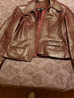 Maroon leather women leather jacket