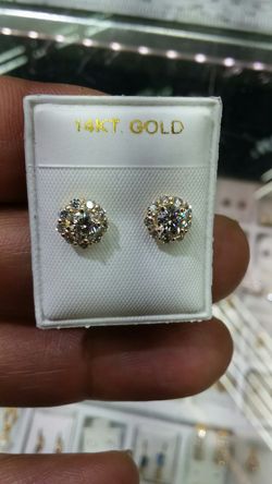 14k gold diamonds studs 1 ct vs