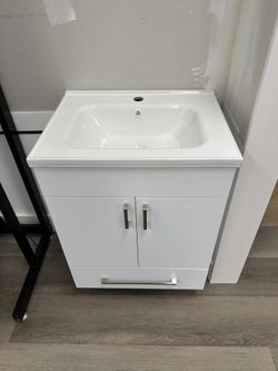 Modern White Bathroom Vanity Cabinet Sink Included