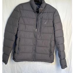 Nautica Puffer Jacket Wind Water Resistant Active Stretch Gray Small