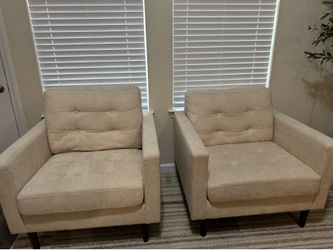 Neutral Cream Colored Accent Chairs – Set of 2 (Excellent Condition)
