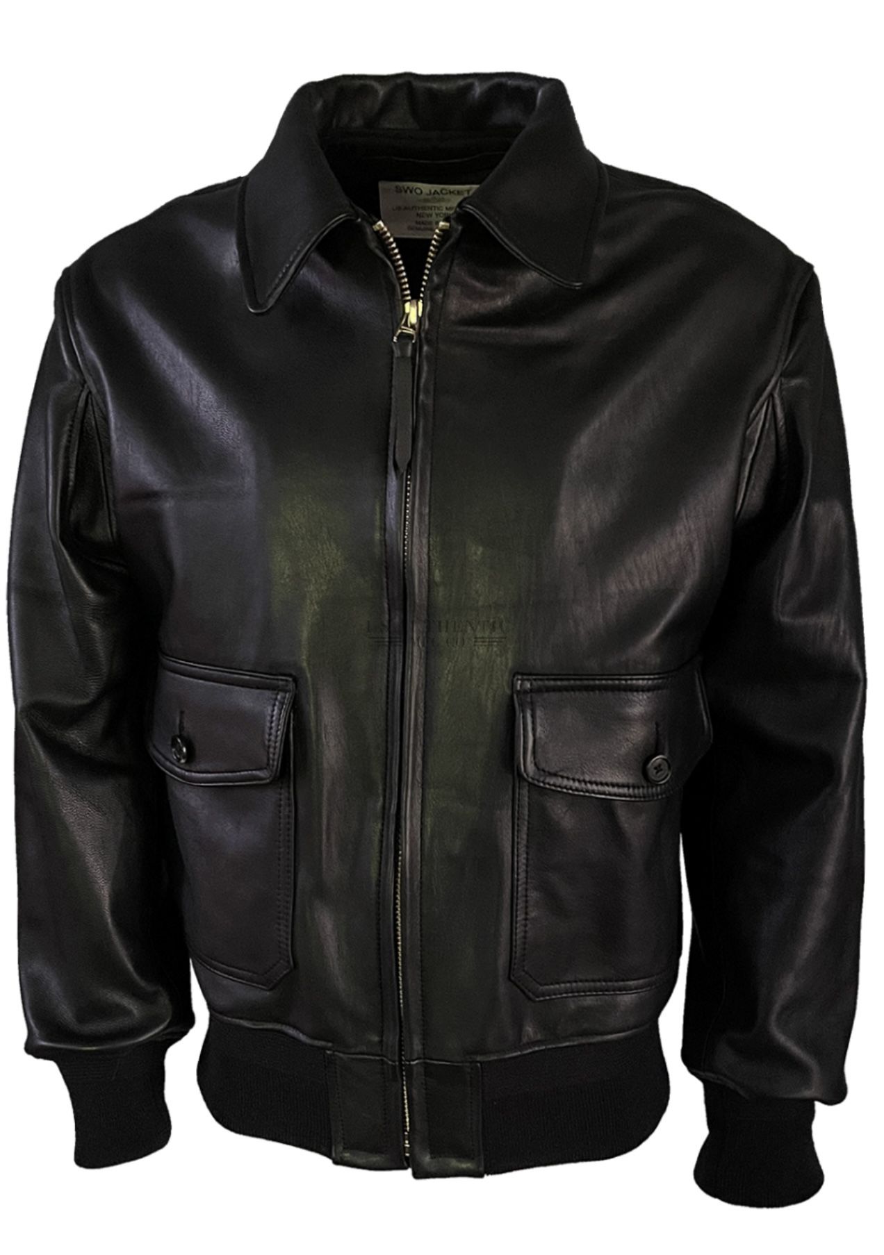 Brand New Leather Bomber Flight Jacket Navy SWO Warfare Officer Jacket