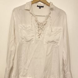 White Velvet Heart Tunic - Sz m