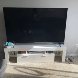White Smudge Free Tv Stand With Led Lights 