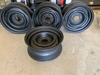 4 Chevy 15” Steel Wheels – 5 Lug 5x5 Bolt Pattern – Set
