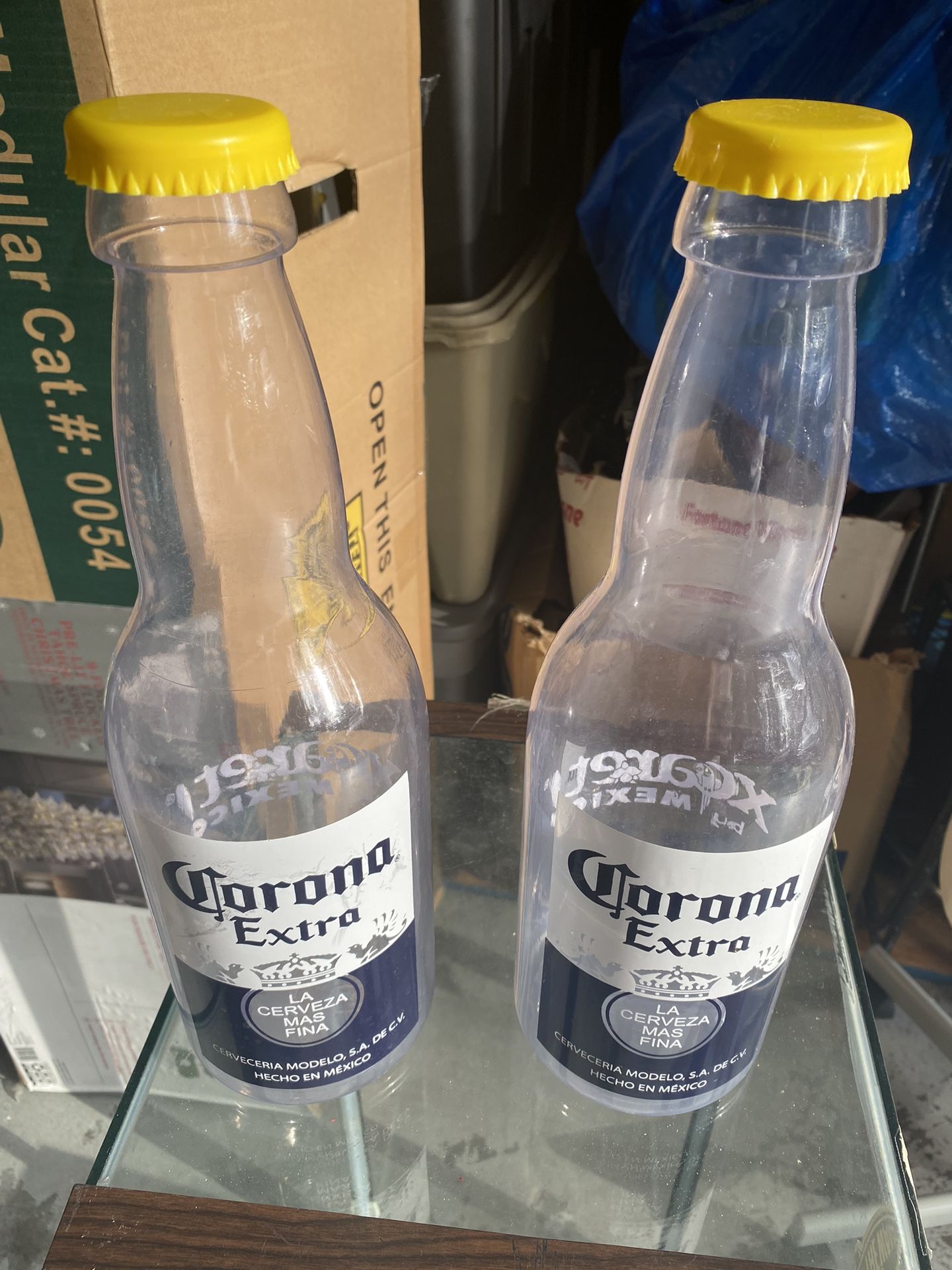 2 Large Plastic Corona Bottles From Mexico