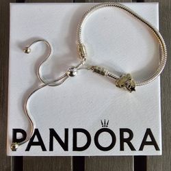 Pandora Snake Chain Slider Bracelet with  special "Mom of the Year" heart charm