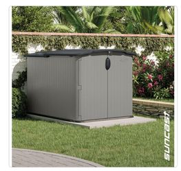 Glide top 5 ft. x 7 ft. Plastic Resin Storage Shed with Floor (32 sq. ft.) in Dove (Gray)