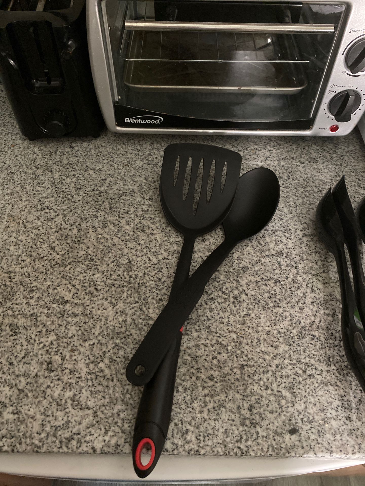 Black Spatula and Serving Spoon