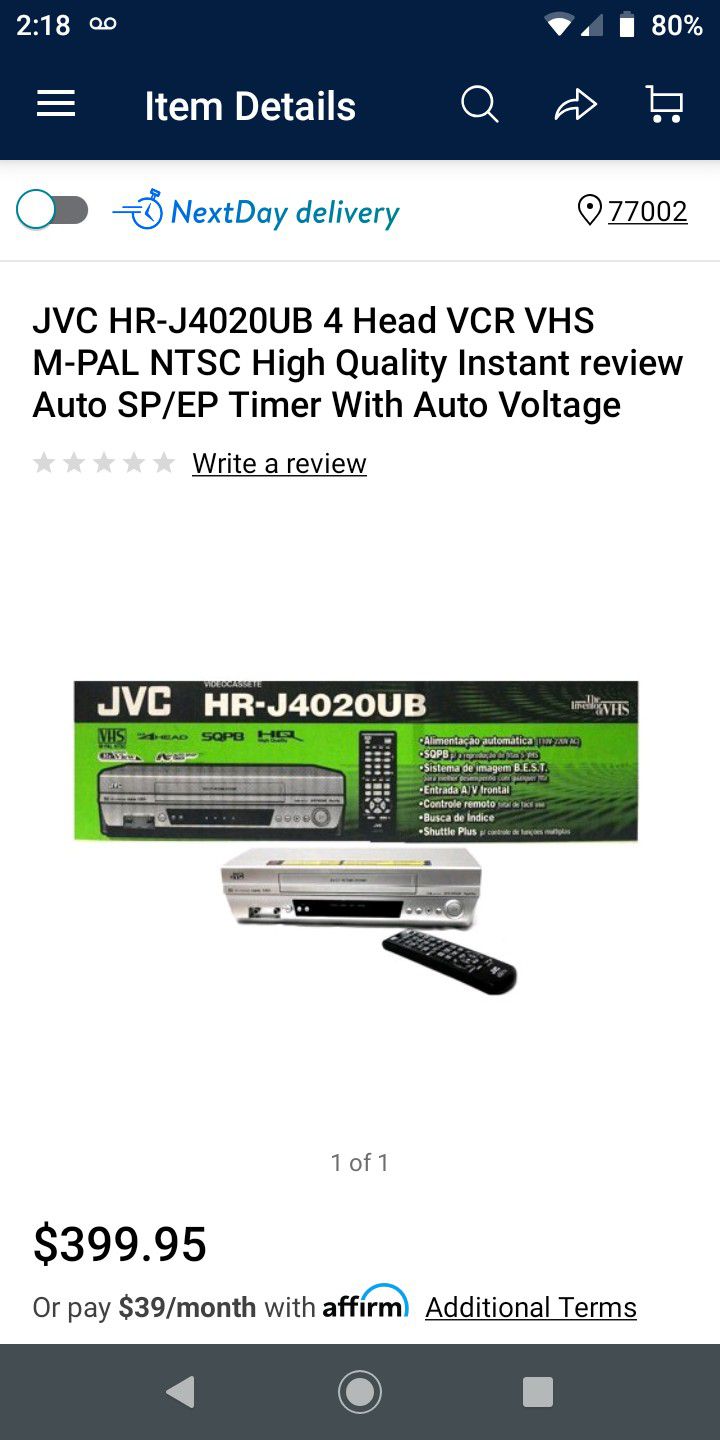 JVC HR-J4020UB 4 Head VCR VHS M-PAL NTSC High Quality Instant review Auto SP/EP Timer With Auto Voltage