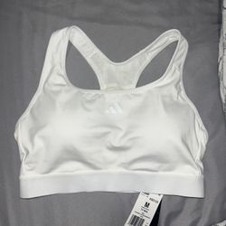 Adidas Medium Support Tech Fit Sports Bra White 
