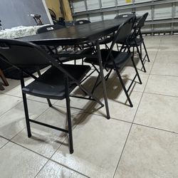 Mesa Plegable De 6 Pies Con 6 Sillas 