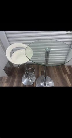 Glass table with chair
