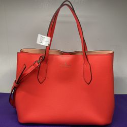 NEW Kate Spade Harper Cherrywood Leather Satchel Crossbody Tote RED Bag WKR00064