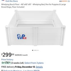 Whelping Box With Bumper For Large Breed Dogs -Used For 55lb Poodle And Pups