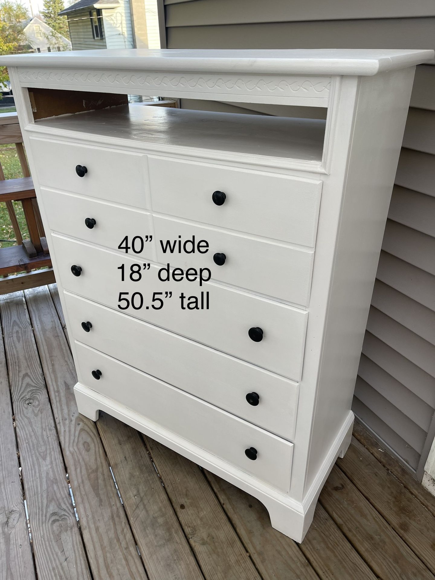 White Art Van Dresser With Pass-thru Shelf