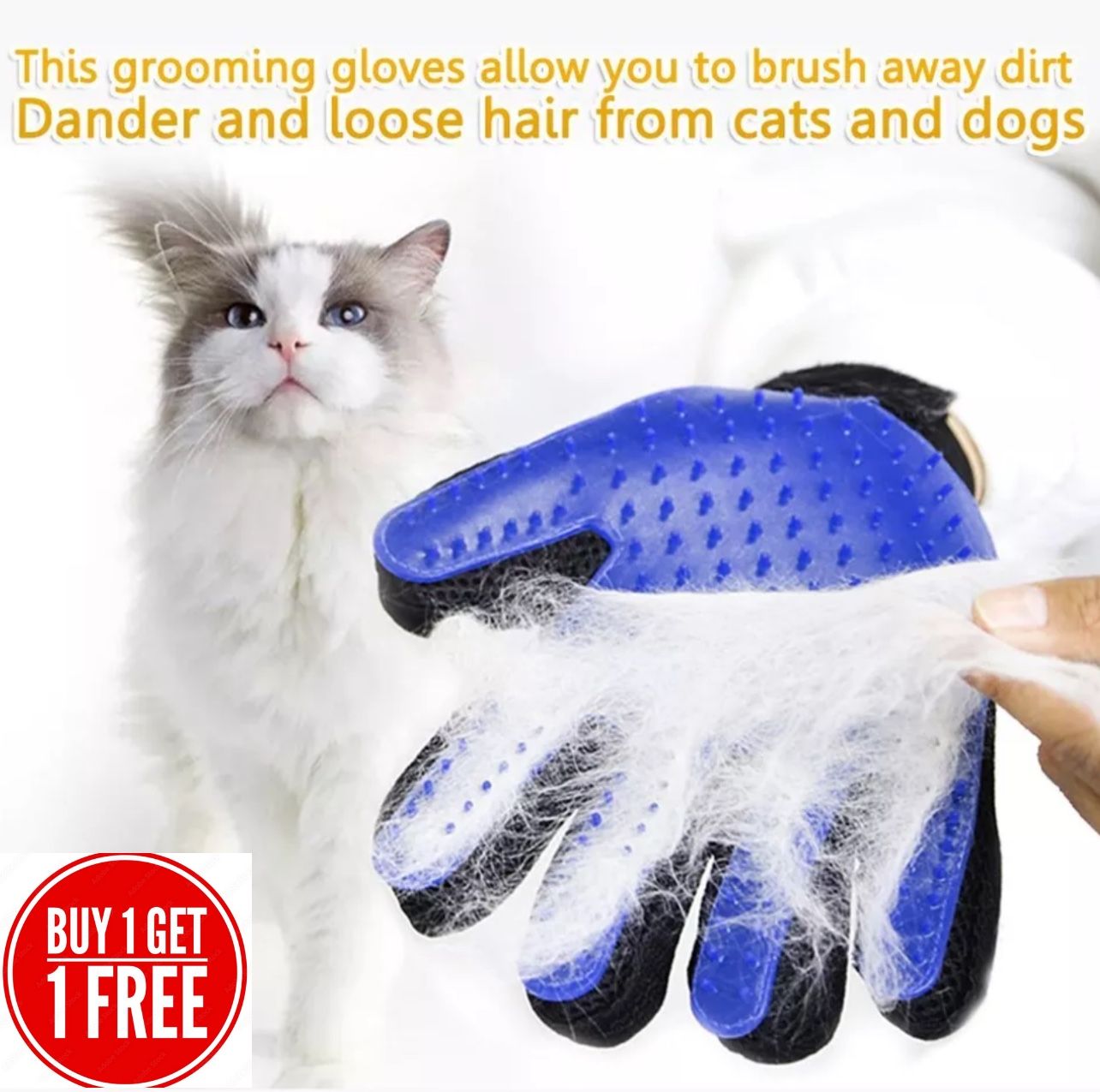 NEW (Buy One Get One Free)  Pet Dog Cat Bath Gloves Grooming Washing Massage Hair Soft Cleaning Brush