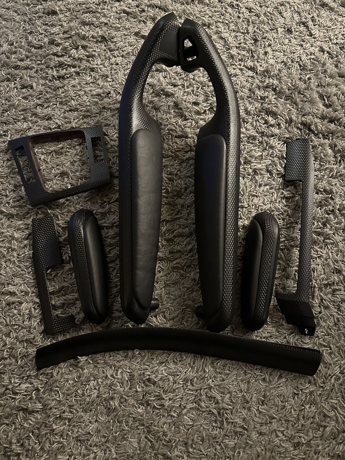 3-Series BMW E46 ZHP Black Cube Trim 330ci Interior Pieces Includes Armrests Arm Pads & Rests COMPLETE Set Fits 99-06 Convertible Carbon Fiber Effect