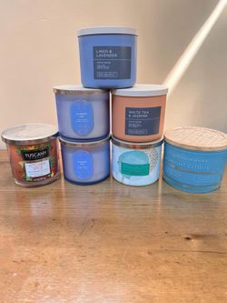 Never Used Lot of 7 Premium Scented Candles – White Barn, Bath & Body Works & More